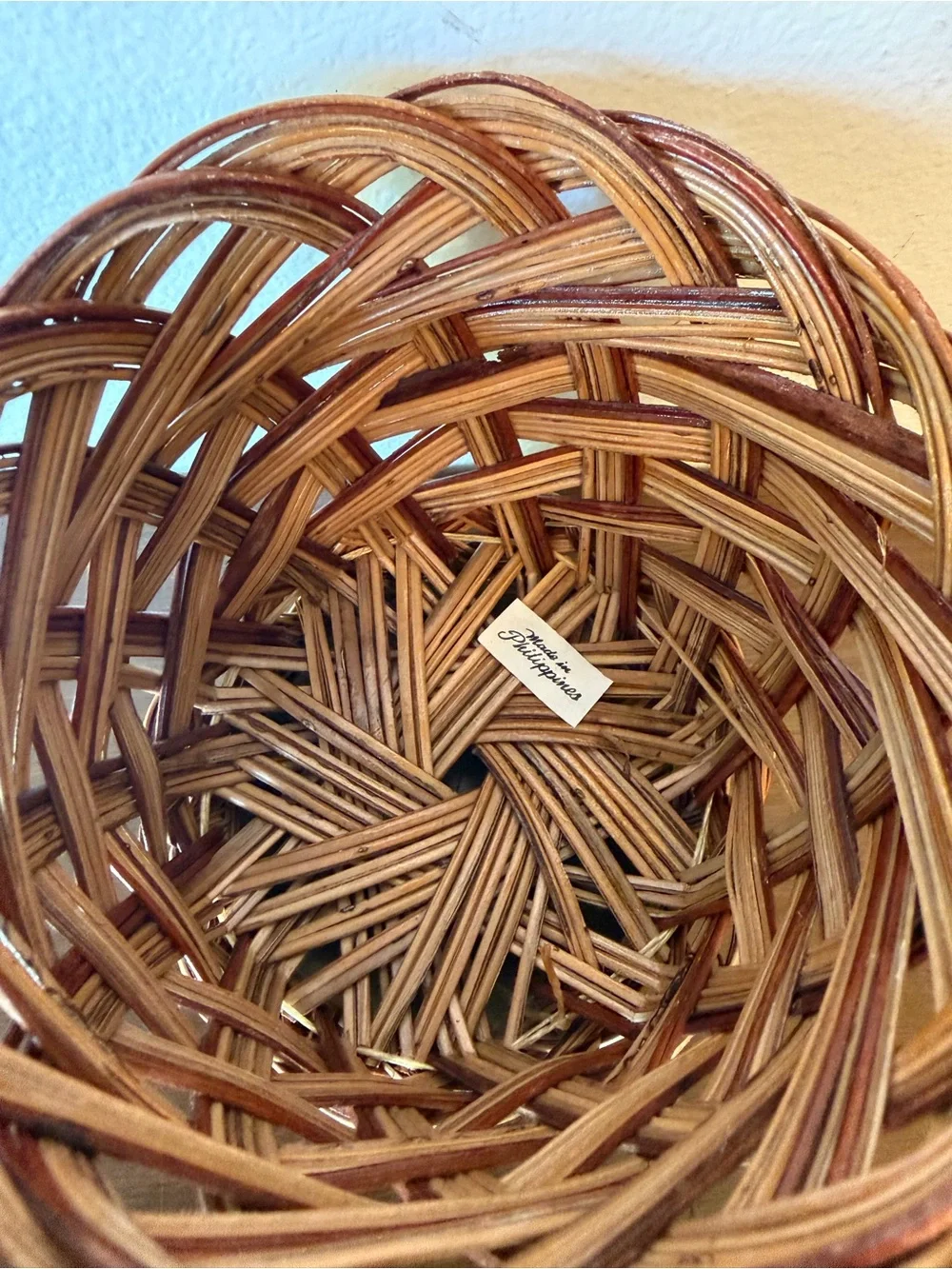 Handwoven Brown Rattan Basket Planter